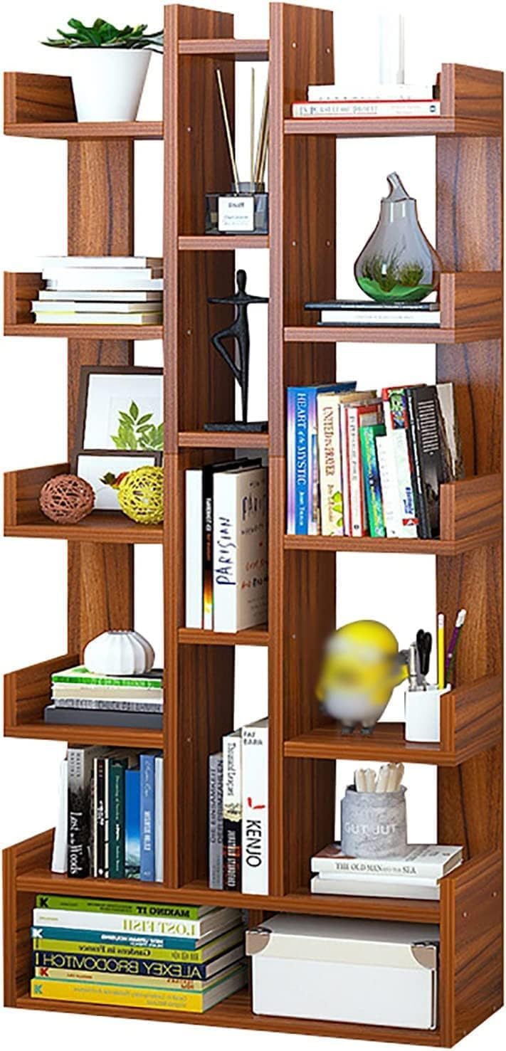 WoodMarwar Solid Sheesham Wood Modern Wooden Bookshelf Display Rack | Open Bookcase Storage Shelf