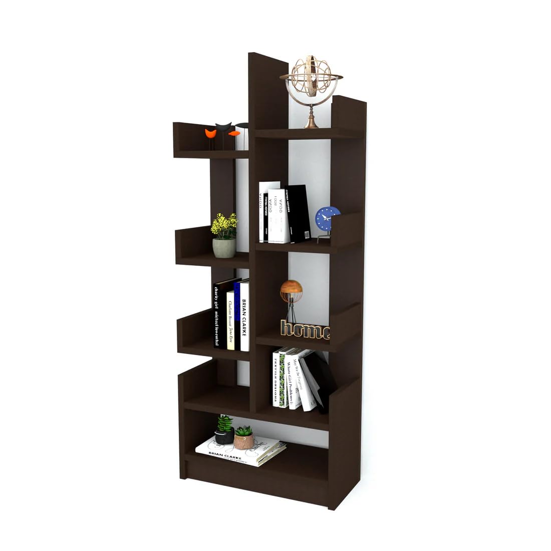 WoodMarwar Solid Sheesham Wood Designer Wooden Bookcase Shelf | Living Room Display & Storage Unit