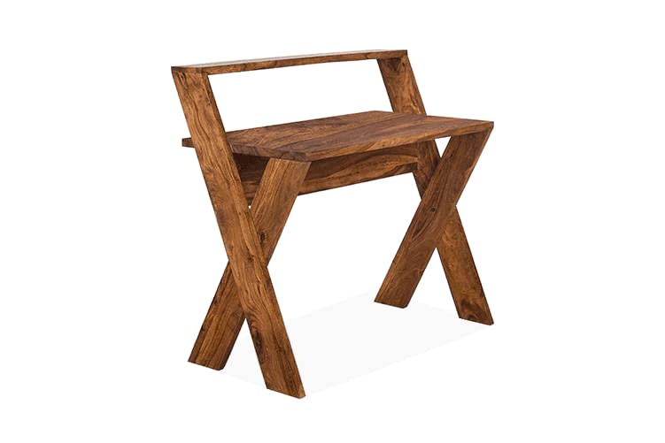Woodmarwar Sheesham Wood Study Table Workstation for Adult | Laptop Computer Desk with Shelf Storage for Home & Office