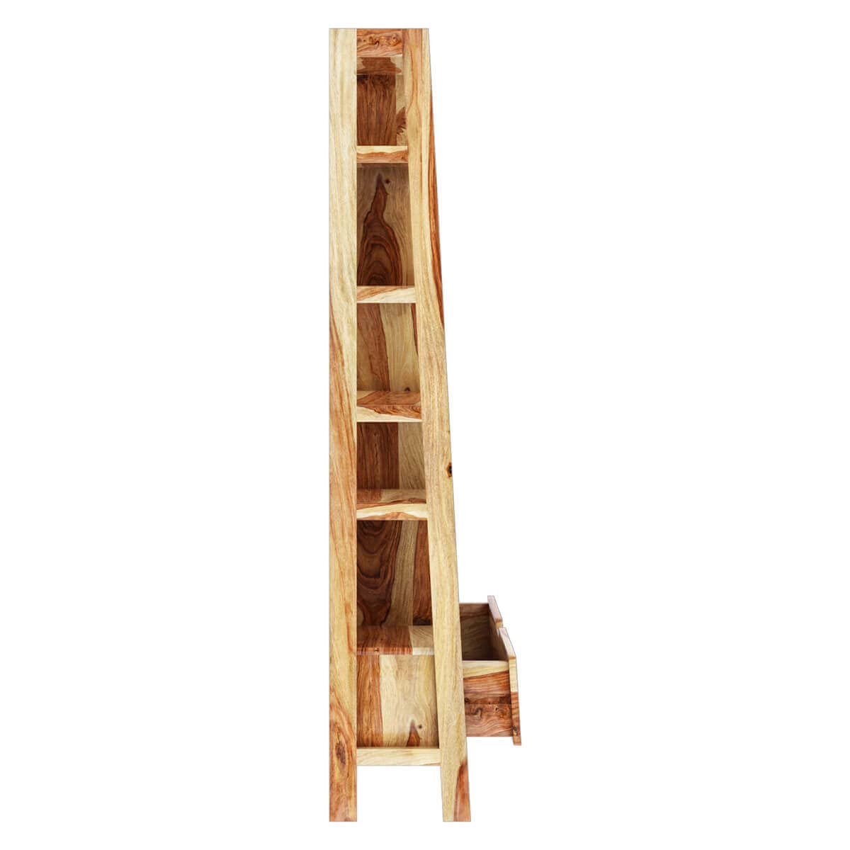 Woodmarwar Solid Sheesham Wood Book Shelf Wooden | Bookshelf for Home Library | Book Shelves Open Bookcase Books Rack | Display Unit Book Stand with 10 Shelf & 1 Drawer Storage for Office & Home | Natural Brown Finish