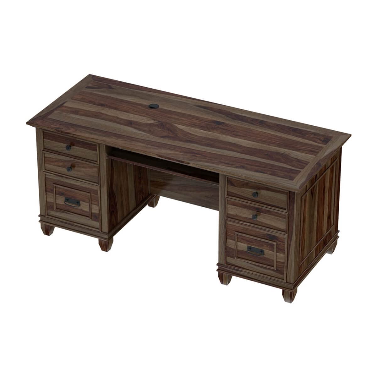 WoodMarwar Solid Sheesham Wooden Study Table with 6 Drawers, Keyboard Tray for Home & Office & Study Room | Solid Wooden Desk Writing Table | Laptop Computer Table for Adults | Meeting Office Table