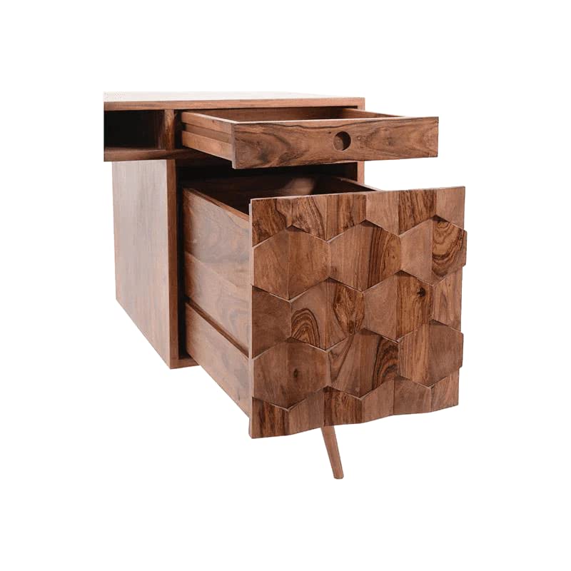 WoodMarwar Solid Sheesham Wood Study Table Workstation for Adult | Laptop Computer Desk with 2 Drawer & Shelf Storage Table for Home & Office
