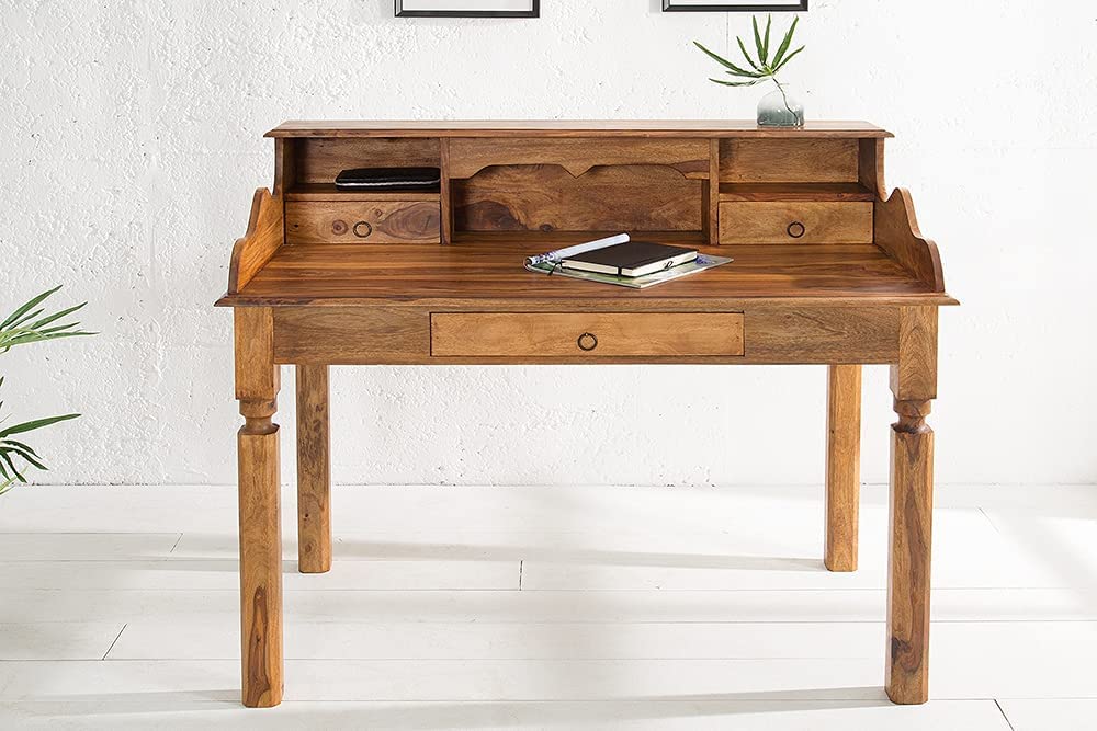 Woodmarwar Solid Sheesham Wood Writing Study Desk for Adults & Students | Solid Wood Laptop Computer Table with 3 Drawer & Shelf Storage for Home & Office