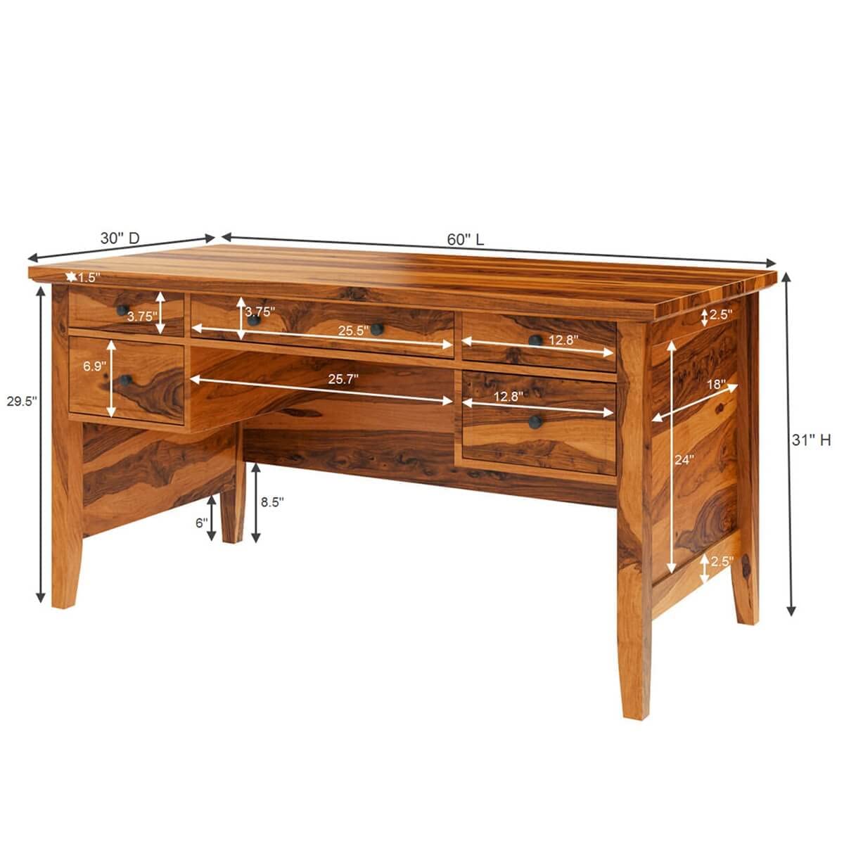 woodmarwar Solid Sheesham Wood Study Table for Adults | Wooden Workstation with 5 Drawer Storage for Home, Office & Study Room | Desk/Writing Table
