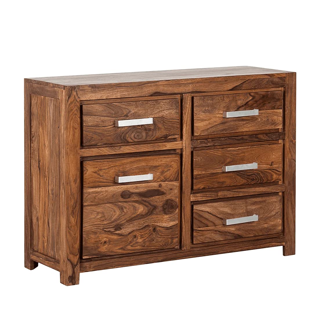 WoodMarwar Solid Sheesham Wood Chest of Drawer 5 Drawers Dresser for Home & Living Room