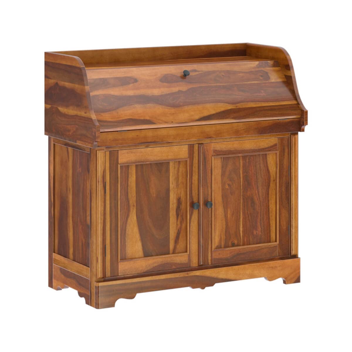 Woodmarwar Solid Sheesham Wood Study Table for Adults | Wooden Storage Cabinet Workstation Computer Desk with Hutch, 2 Door Cabinet Storage for Home, Office & Study Room
