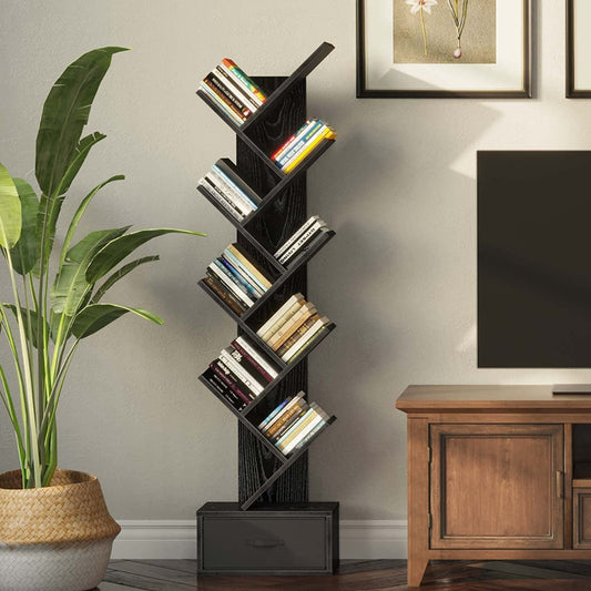 WoodMarwar Sheesham Wood Book Shelf With One Drawer /Bookcase For Living Room Corner Bookcase for Home Decor & Office