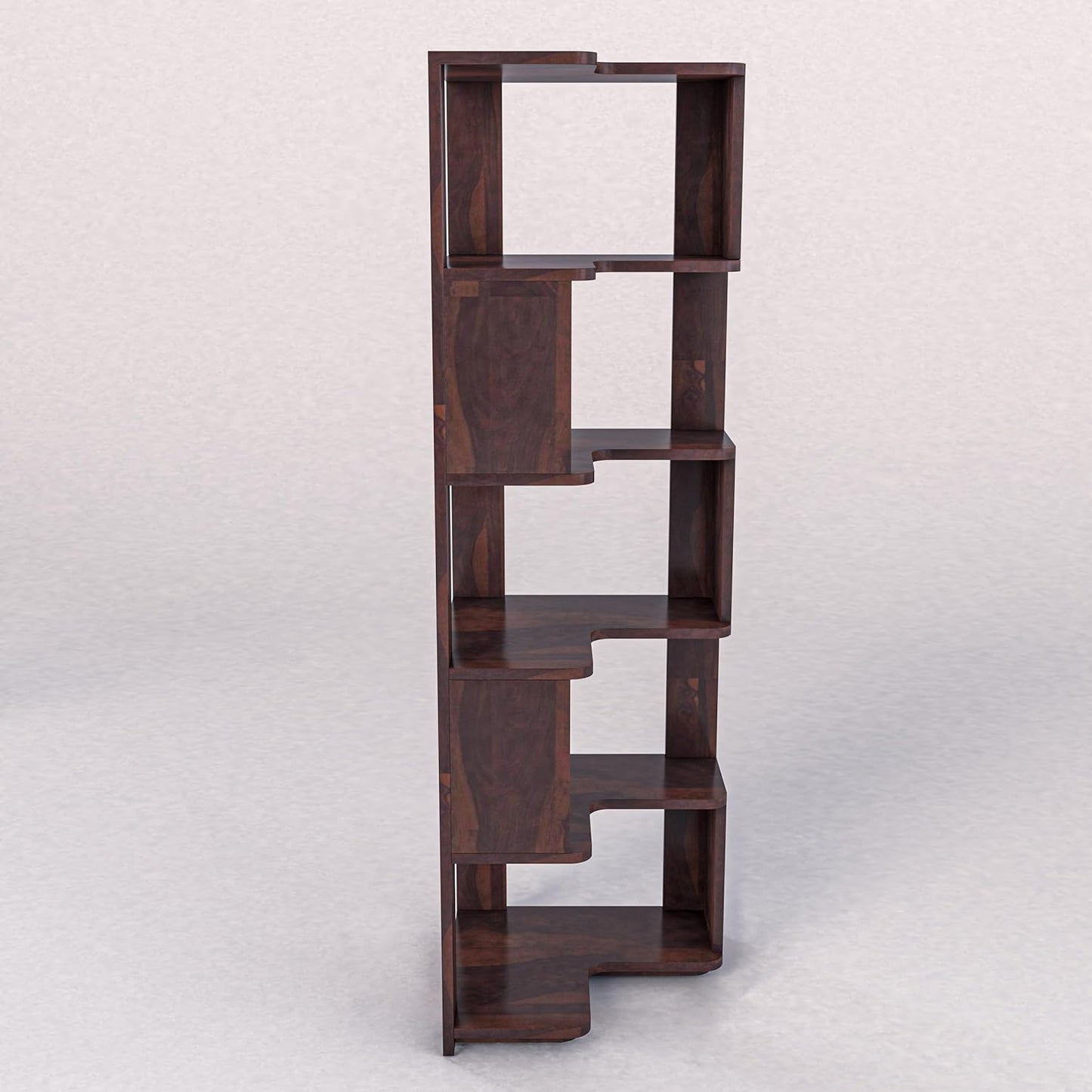 WoodMarwar Sheesham Wood Book Shelf /Bookcase For Living Room Corner Bookcase for Home Decor & Office