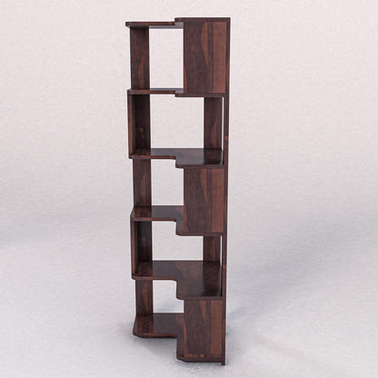 WoodMarwar Sheesham Wood Book Shelf /Bookcase For Living Room Corner Bookcase for Home Decor & Office