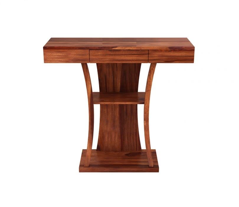 WoodMarwar Solid Sheesham Wood Console Table with Storage Drawer & Display Shelf