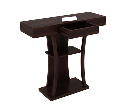 WoodMarwar Solid Sheesham Wood Console Table with Storage Drawer & Display Shelf | Entryway, Hallway & Living Room Furniture