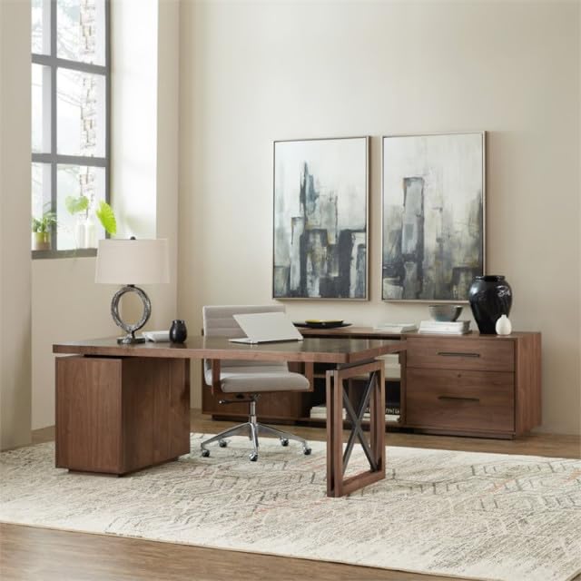 WoodMarwar Solid Sheesham Wood Modern Study Desk with 3 Storage Drawers | Home Office & Workstation Table