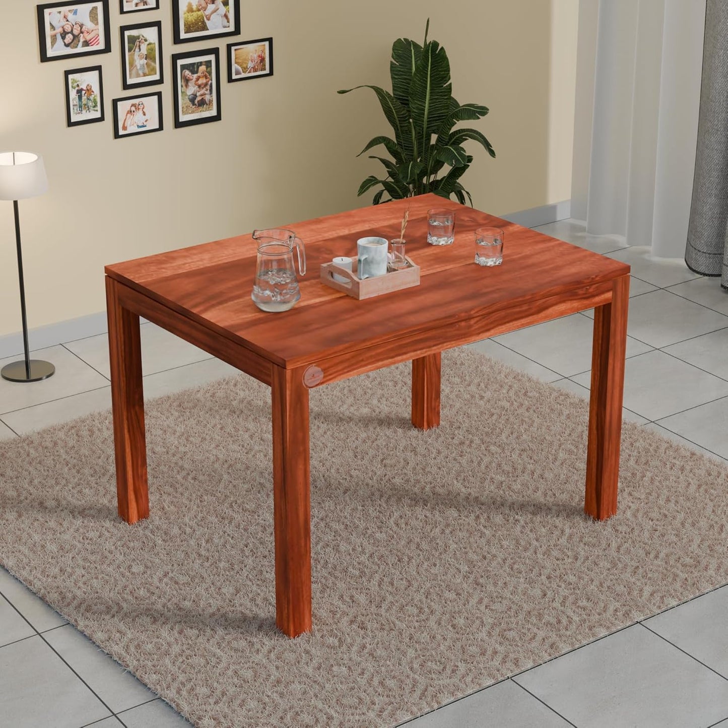 WoodMarwar Solid Sheesham Wood 4-Seater Dining Table | Premium Wooden Dining Furniture for Home