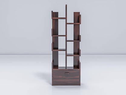 WoodMarwar Sheesham Wood Book Shelf With Two Drawer /Bookcase For Living Room Corner Bookcase for Home Decor & Office