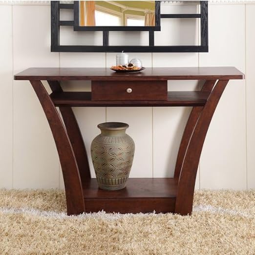 WoodMarwar Solid Sheesham Wood Console Table with Drawer & Storage Shelf | Entryway & Living Room Table