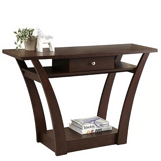 WoodMarwar Solid Sheesham Wood Console Table with Drawer & Storage Shelf | Entryway & Living Room Table