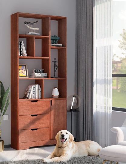 WoodMarwar solid Sheesham Wood Bookshelf with 3 Drawers & Storage Cabinet | Home Office Bookcase Organizer