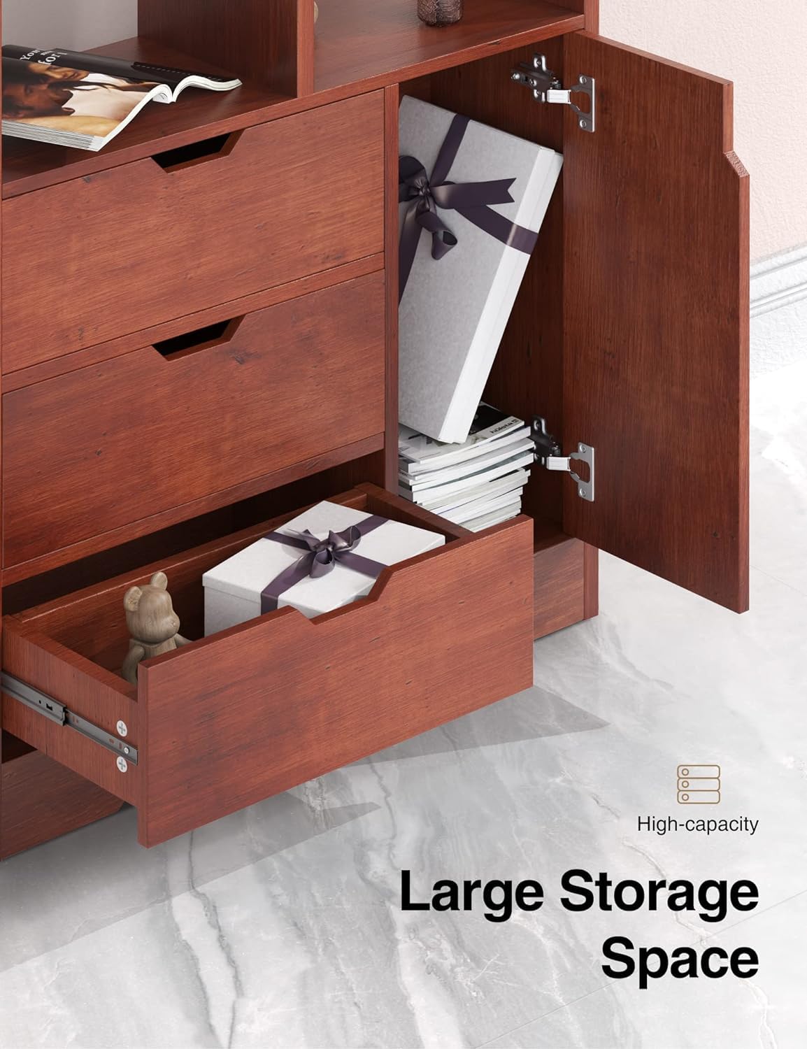 WoodMarwar solid Sheesham Wood Bookshelf with 3 Drawers & Storage Cabinet | Home Office Bookcase Organizer