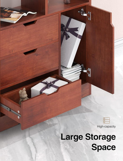 WoodMarwar solid Sheesham Wood Bookshelf with 3 Drawers & Storage Cabinet | Home Office Bookcase Organizer