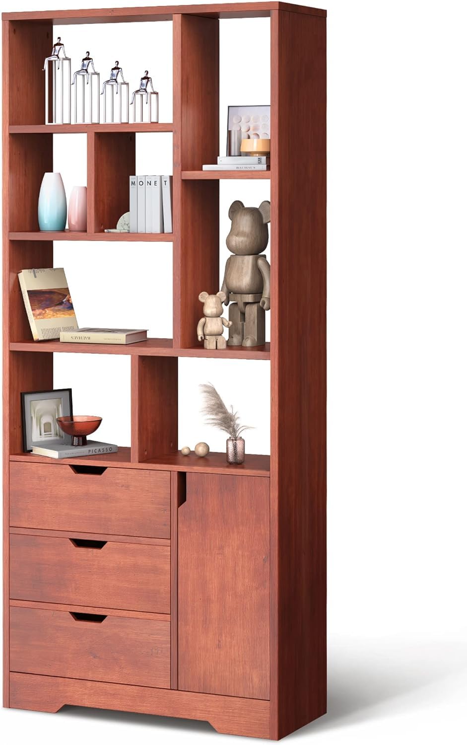 WoodMarwar solid Sheesham Wood Bookshelf with 3 Drawers & Storage Cabinet | Home Office Bookcase Organizer