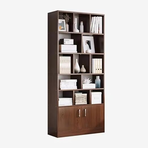 WoodMarwar Solid Sheesham Wood Modern Bookshelf with Cabinet Storage | Tall Bookcase Organizer for Home & Office
