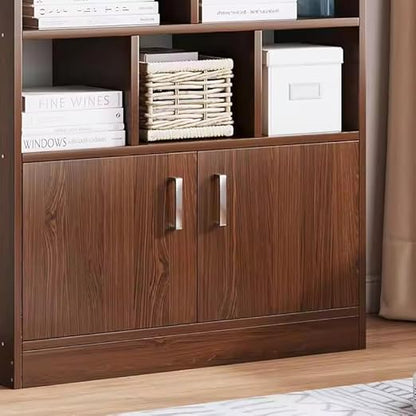 WoodMarwar Solid Sheesham Wood Modern Bookshelf with Cabinet Storage | Tall Bookcase Organizer for Home & Office
