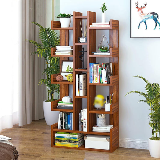 WoodMarwar Solid Sheesham Wood Modern Wooden Bookshelf Display Rack | Open Bookcase Storage Shelf