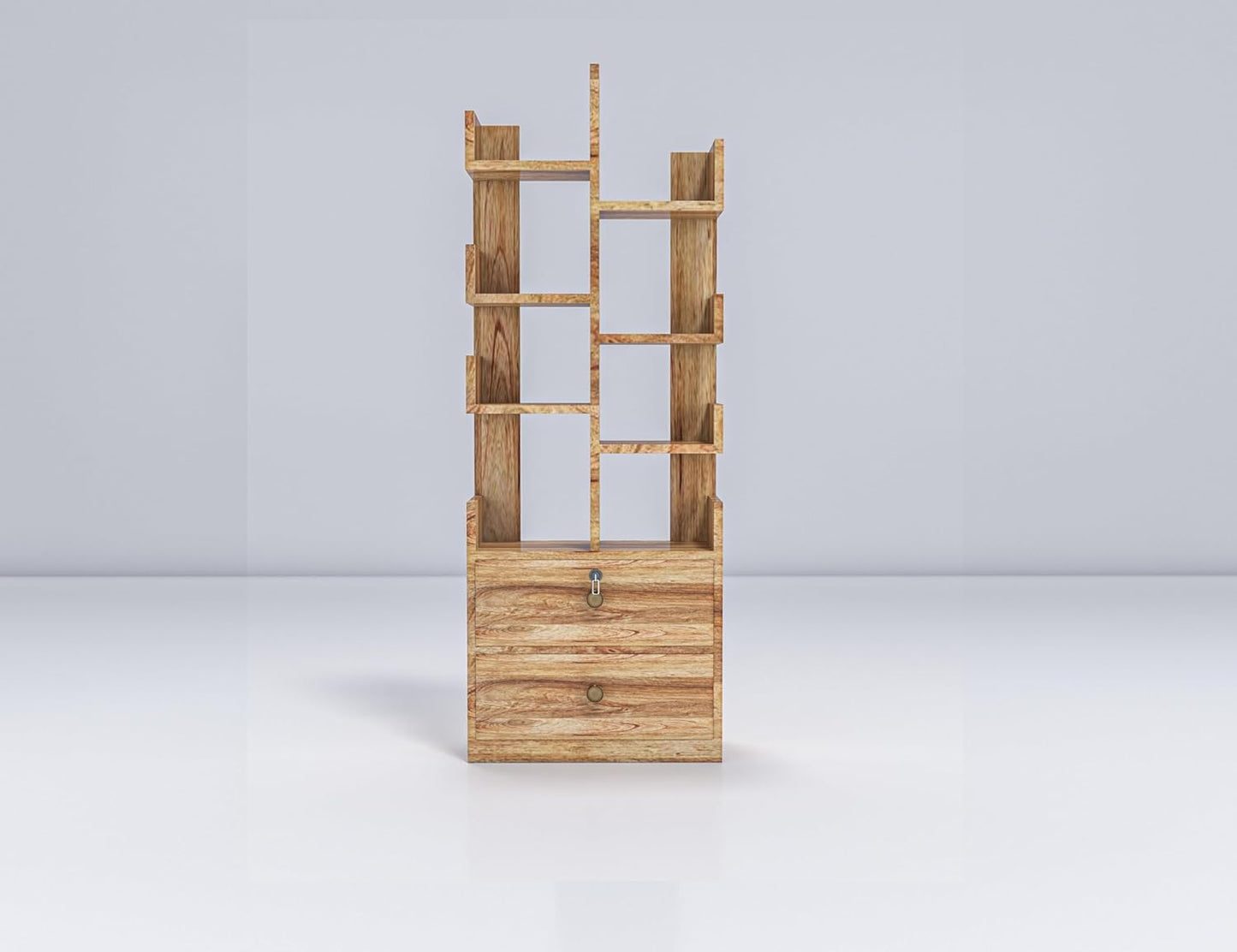 WoodMarwar Sheesham Wood Book Shelf With Two Drawer /Bookcase For Living Room Corner Bookcase for Home Decor & Office