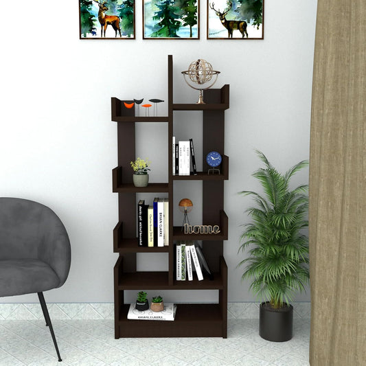 WoodMarwar Solid Sheesham Wood Designer Wooden Bookcase Shelf | Living Room Display & Storage Unit