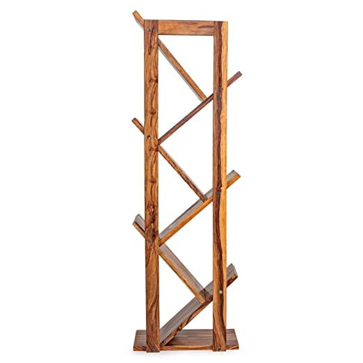 WoodMarwar Sheesham Wood Book Shelf /Bookcase For Living Room Corner Bookcase for Home Decor & Office