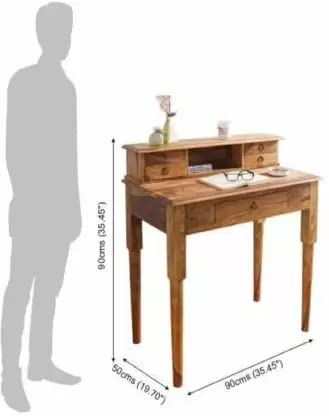 Woodmarwar Solid Sheesham Wood Writing Study Desk for Adults & Students | Solid Wood Laptop Computer Table with 3 Drawer & Shelf Storage for Home & Office