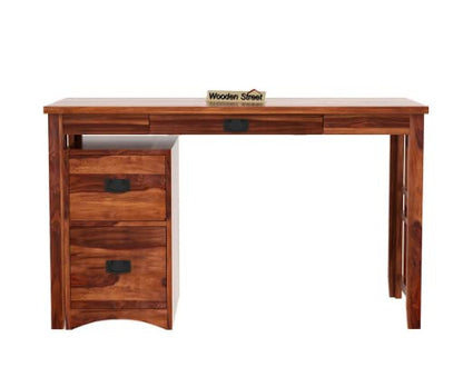 Woodmarwar Sheesham Wooden Study Table with Keyword Tray & 2 Drawer Storage Workstation for Home Office & Study Room | Solid Wooden Desk Writing Table