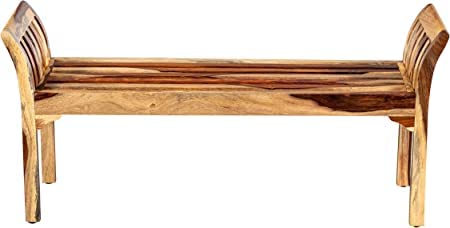 Solid Sheesham Wood 2 Seater Bench for Living Room | Wooden Dining Bench Without Cushion for Home | Patio Outdoor & Balcony Seating Furniture