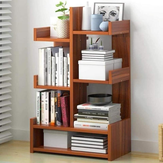 WoodMarwar Solid Sheesham Wood Modern Bookshelf Organizer | Multi-Tier Bookcase Storage Rack for Living Room, Bedroom & Office