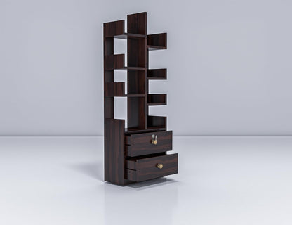 WoodMarwar Sheesham Wood Book Shelf With Two Drawer /Bookcase For Living Room Corner Bookcase for Home Decor & Office