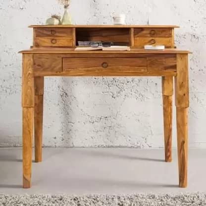 Woodmarwar Solid Sheesham Wood Writing Study Desk for Adults & Students | Solid Wood Laptop Computer Table with 3 Drawer & Shelf Storage for Home & Office