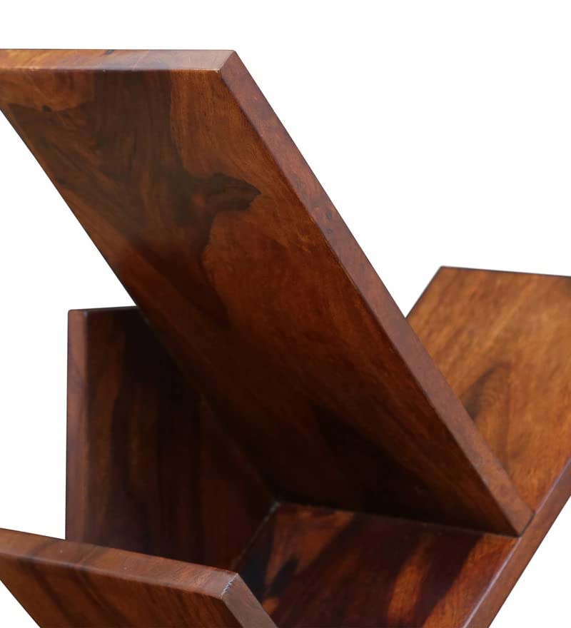 WoodMarwar Sheesham Wood Book Shelf /Bookcase For Living Room Corner Bookcase for Home Decor & Office