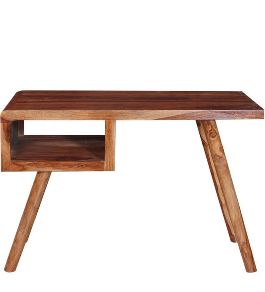 WoodMarwar Solid Sheesham Wood Writing Study Desk for Adults & Students | Solid Wood Laptop Computer Table with Shelf Storage for Home & Office