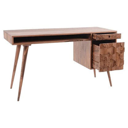 WoodMarwar Solid Sheesham Wood Study Table Workstation for Adult | Laptop Computer Desk with 2 Drawer & Shelf Storage Table for Home & Office