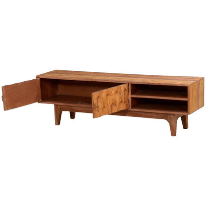 Woodmarwar Solid Sheesham Wood Entertainment Tv Unit With Storage NaturalFinish For Home & Office Furniture