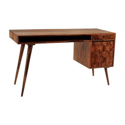 WoodMarwar Solid Sheesham Wood Study Table Workstation for Adult | Laptop Computer Desk with 2 Drawer & Shelf Storage Table for Home & Office
