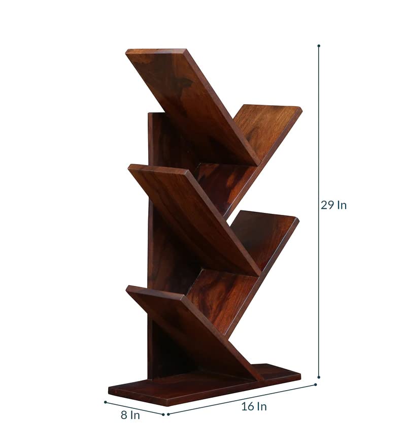 WoodMarwar Sheesham Wood Book Shelf /Bookcase For Living Room Corner Bookcase for Home Decor & Office