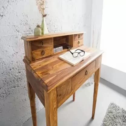 Woodmarwar Solid Sheesham Wood Writing Study Desk for Adults & Students | Solid Wood Laptop Computer Table with 3 Drawer & Shelf Storage for Home & Office