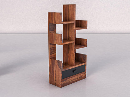 WoodMarwar Sheesham Wood Book Shelf With Two Drawer /Bookcase For Living Room Corner Bookcase for Home Decor & Office