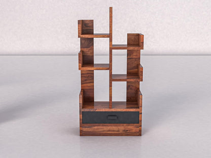 WoodMarwar Sheesham Wood Book Shelf With Two Drawer /Bookcase For Living Room Corner Bookcase for Home Decor & Office