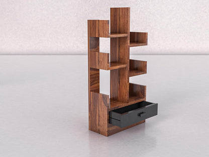 WoodMarwar Sheesham Wood Book Shelf With Two Drawer /Bookcase For Living Room Corner Bookcase for Home Decor & Office