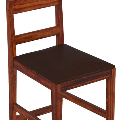 Solid Sheesham Wood Bar Chairs for Home |Solid Long Wooden Chair | Chairs with Cushion | High Bar Chair Set of 2 | Honey Finish
