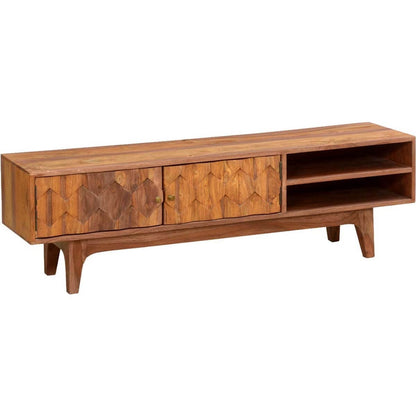 Woodmarwar Solid Sheesham Wood Entertainment Tv Unit With Storage NaturalFinish For Home & Office Furniture