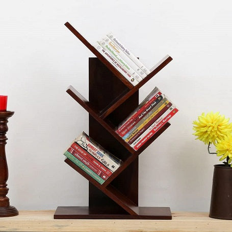 WoodMarwar Sheesham Wood Book Shelf /Bookcase For Living Room Corner Bookcase for Home Decor & Office