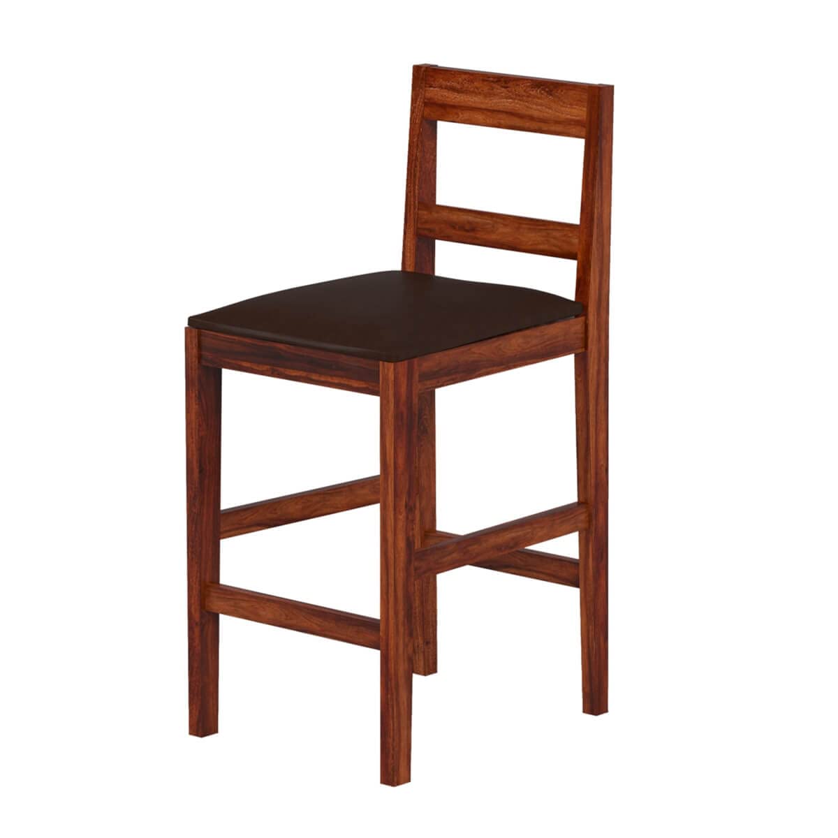 Solid Sheesham Wood Bar Chairs for Home |Solid Long Wooden Chair | Chairs with Cushion | High Bar Chair Set of 2 | Honey Finish